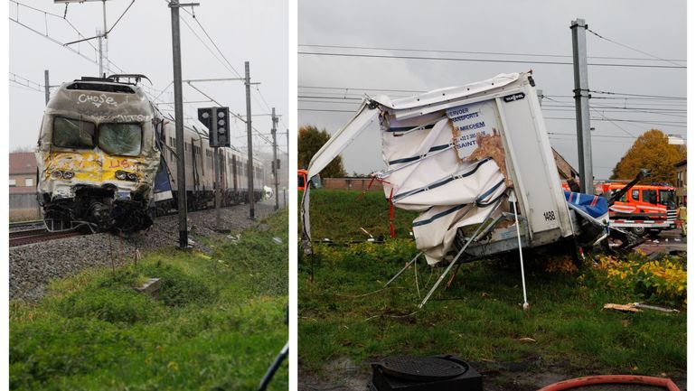 Flandre occidentale : impressionnante collision entre un train et un camion à Ardoye, le trafic ferroviaire sera suspendu plusieurs jours