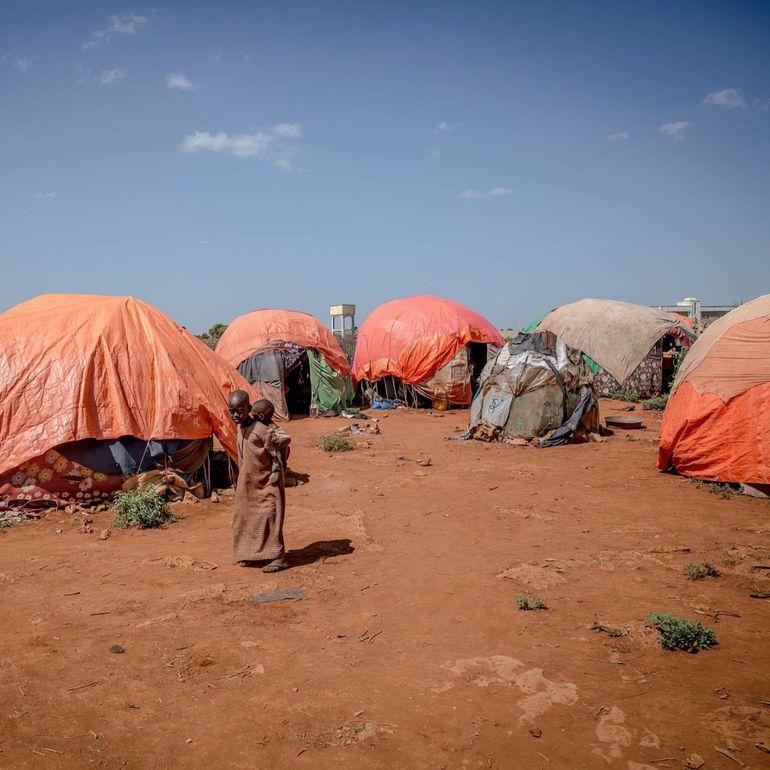 Le camp de personnes déplacées à Baidoa en Somalie, décembre 2022