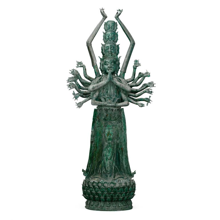 Bodhisattva Avalokiteshvara aux mille bras et aux mille yeux, Chine, 16e, bronze, legs Warocqué 1917