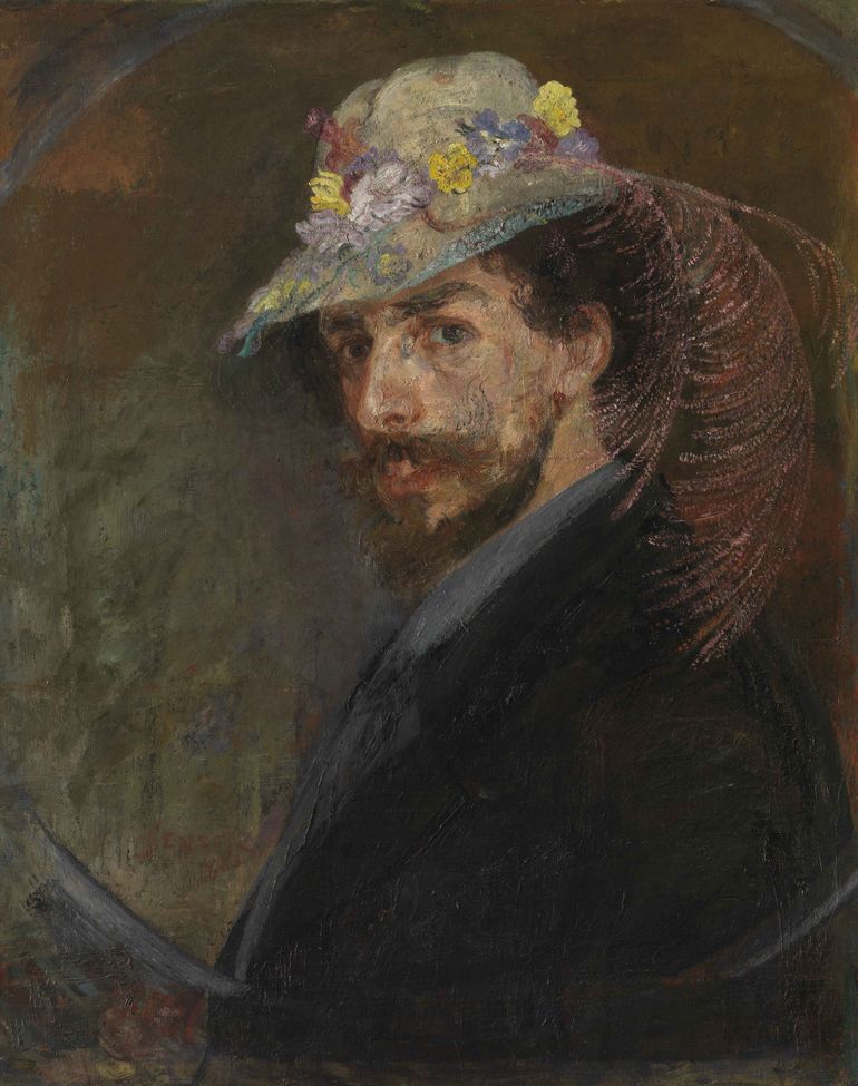 Autoportrait au chapeau fleuri, 1883. Trouv&eacute; dans la collection de Mu.Zee, Ostende.